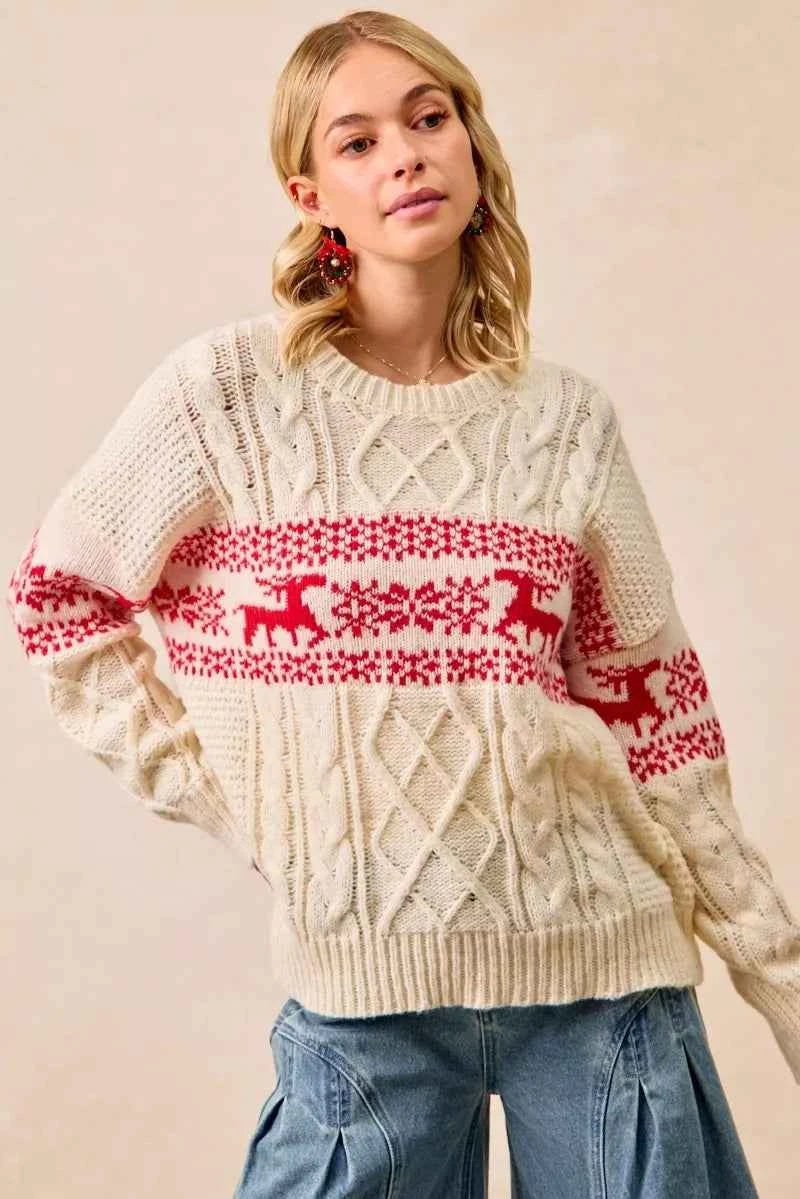 BiBi Christmas Theme Patterned Cable Knit Sweater c8e5ef2fb5a7460aafa4074823c2dbd1-Max-Origin