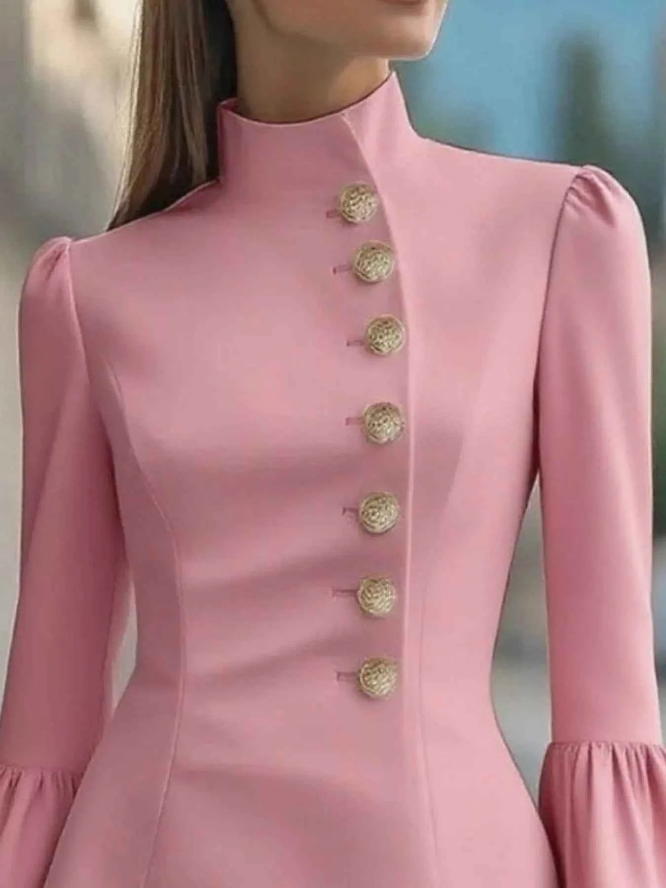 Bell Sleeve Mini Dress with Front Button c8f4eb84-3912-44ad-843d-e130b4b3089c-Max-Origin