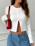Ribbed Knit Button-Up Cropped Cardigan White c8fca1e944bf4befa4bb4230886fc8c5-Max-Origin