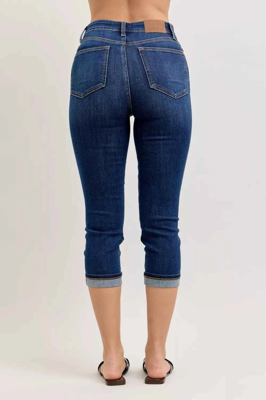 High Waist Capri Jeans with Single Cuff c8fcb2b040b746b18cebf21a86c8c75c-Max-Origin