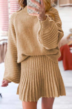 Ribbed Knit Long Sleeve Top and Skirt Sweater Set Tan c8ffa13b-cff4-442e-927f-d4557e5f272c-Max-Origin