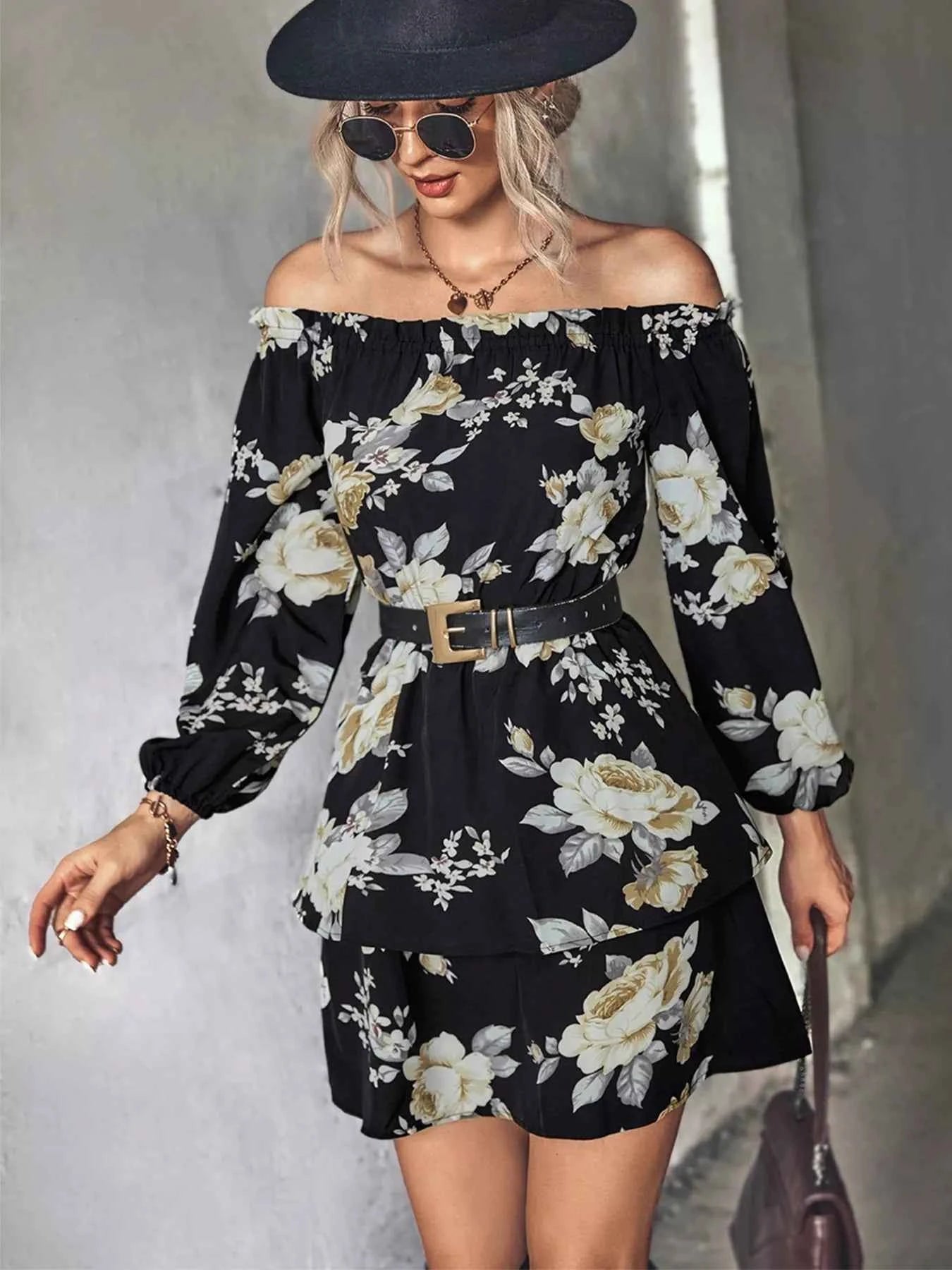 Off-Shoulder Floral Print Long Sleeve Mini Dress c90605f2-1c72-41cb-89ee-42a545824cb4-Max-Origin