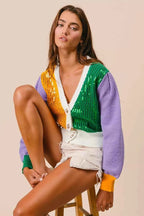 BiBi Mardi Gras Color Block Sequin Sweater Cardigan c9089cb17e97489ab6cfa2655af8e7c9-Max-Origin