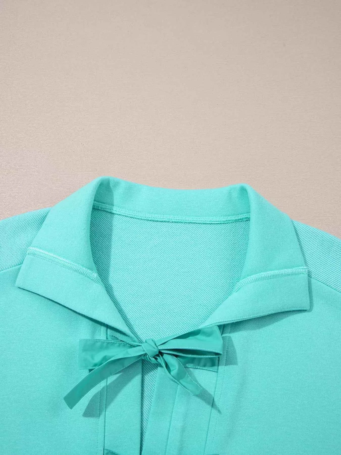 Bow Front Collared Side Pocket Shift Mini Dress c91db154979043d087ebebbf355896c0-Max-Origin