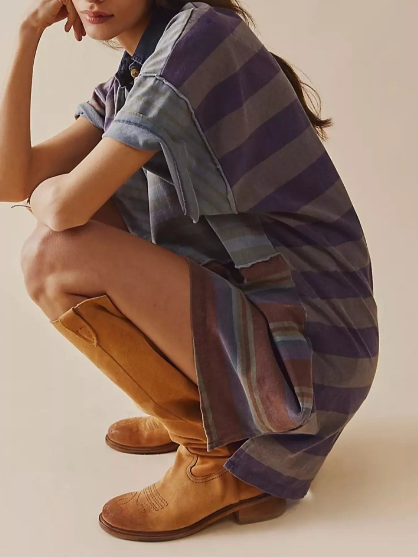 Striped Oversized Half Button Shirt Dress c921bd7d-ce14-40d0-b21f-97cb54fff3a8-Max-Origin