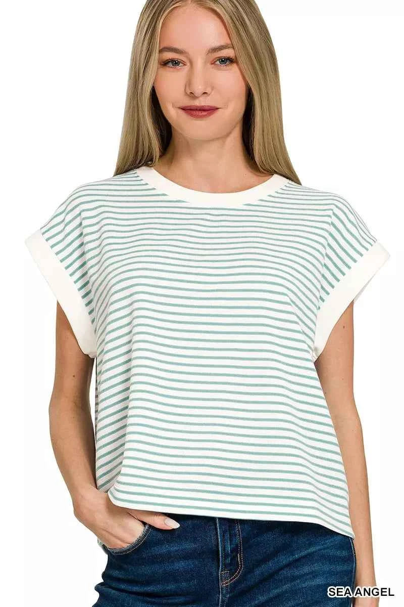 Zenana Stripe Contrast Trim Top & Shorts Set c92241defd32470aa738c93ca6a9c1d3-Max-Origin