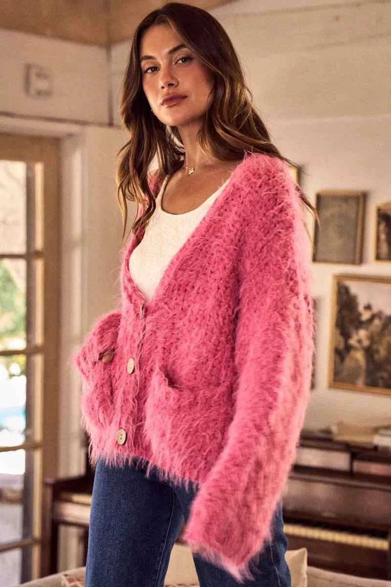 SO ME Soft Touch Hairy Loose Fit Cozy Sweater Cardigan c92565f512b346e9a608e4e715e97291-Max-Origin