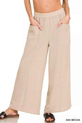 Zenana Woven Airflow Elastic Waistband Pants ASH MOCHA c926b9c248244dcea3a83509bb9098d5-Max-Origin