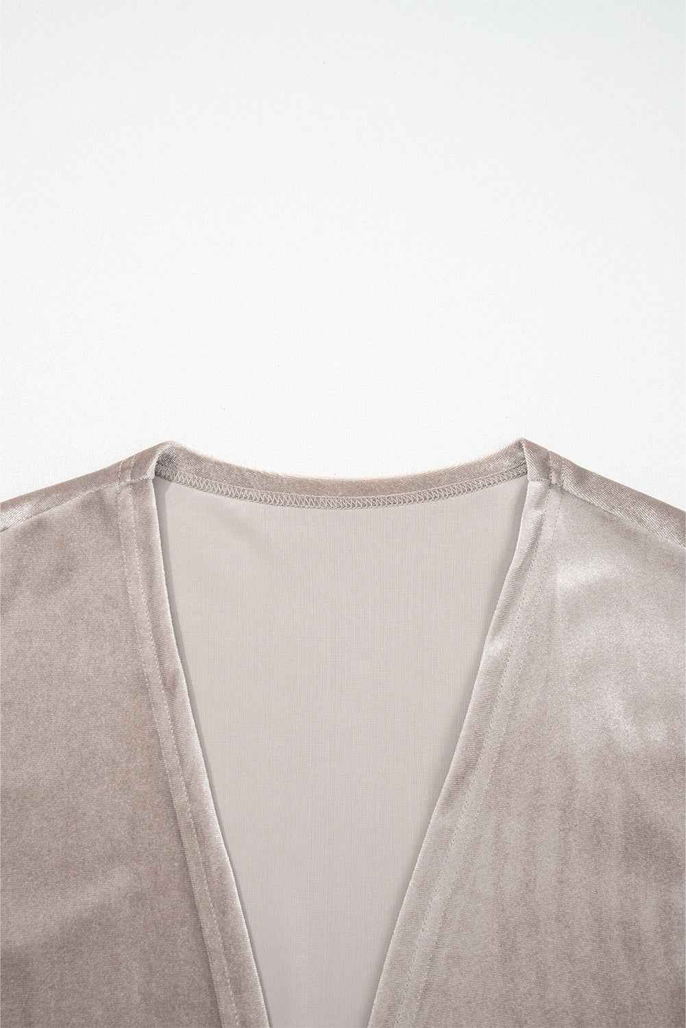 Smoke Gray 3/4 Sleeve Open Front Velvet Kimono c926f996346df87b