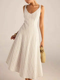 Full Size Striped Sleeveless Midi Dress Plus Size Ivory c9452190-2bd5-4937-9695-e22008a99696-Max-Origin