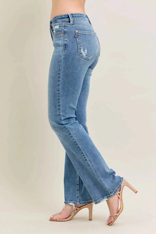 Full Size Mid Rise Wash Destroy Hem Bootcut Jeans Plus Size c94962fec1a94261b4660184b2911f55-Max-Origin