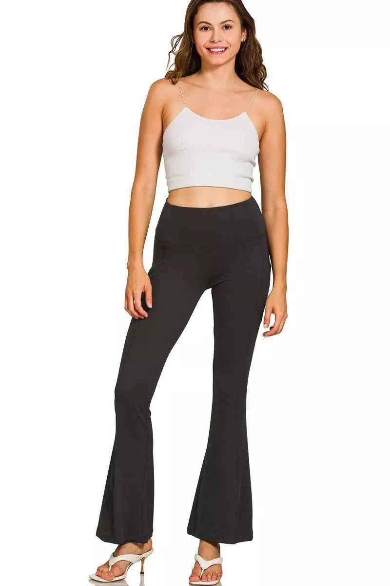 Zenana Brushed Dty Microfiber Flare Pants c9549c99e92649eea195c86136a18e2d-Max-Origin