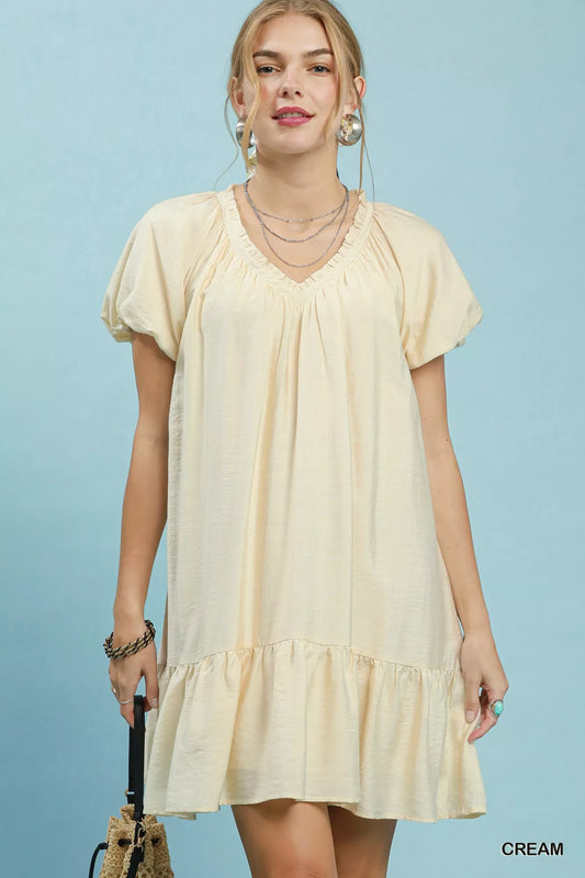 Ruffle Hem Shift Mini Dress CREAM c9565f55-ccb5-49d3-9c4b-cccf7d7a5c9d-Max-Origin