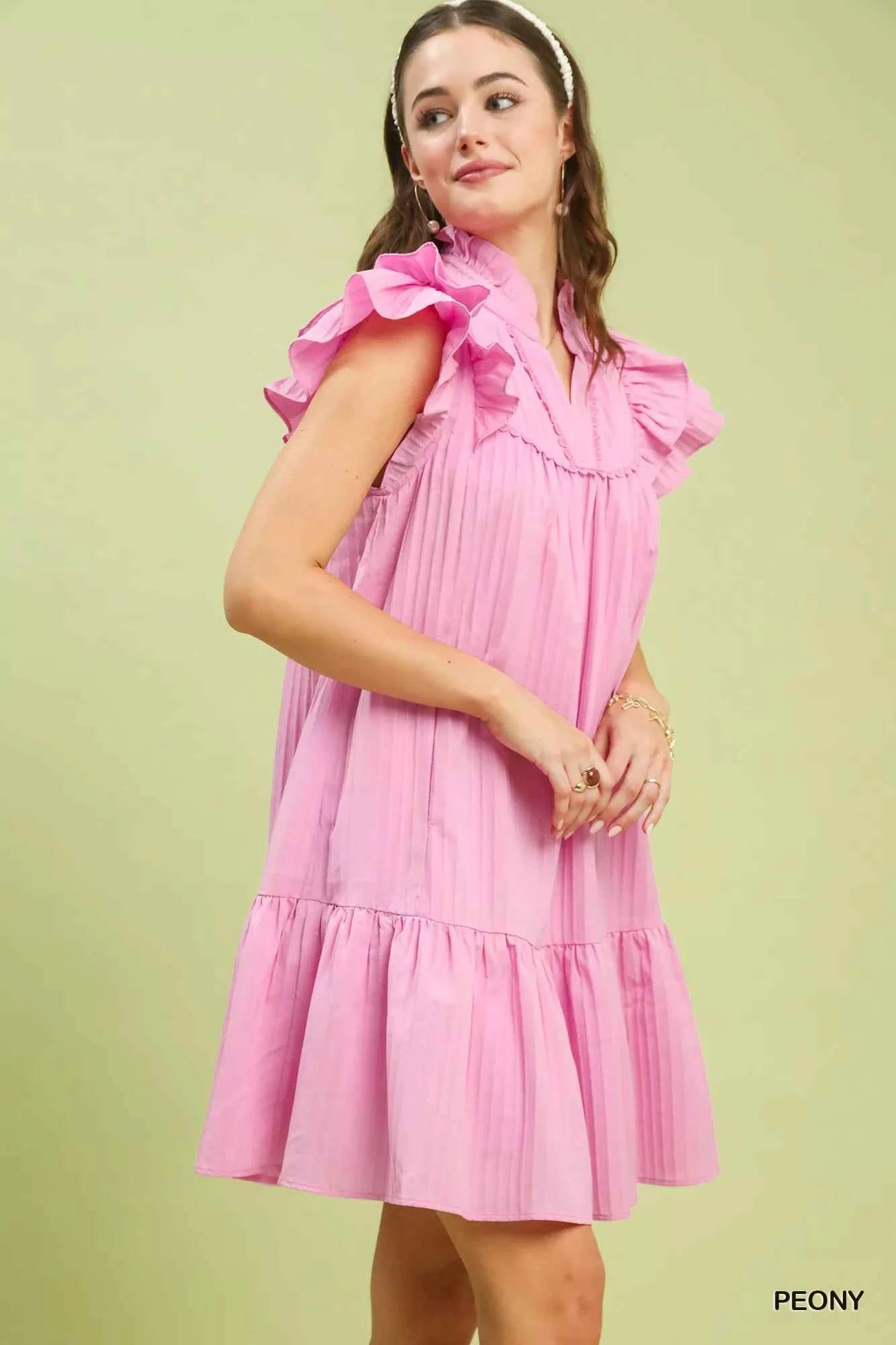 Umgee Flutter Sleeve Tiered Dress c9579f9d-1d13-4bae-b30f-03abb45bcc02-Max-Origin