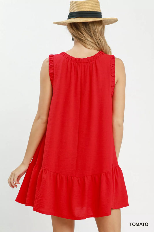 Sleeveless Ruffle Trim Drop Waist Mini Dress c967579b-fb2d-4e11-b5ca-a33dd501a281-Max-Origin