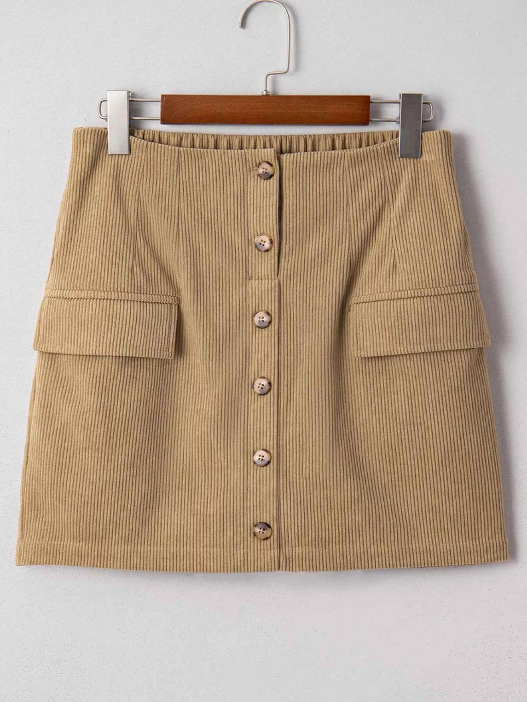 Corduroy Buttoned Front Mini Skirt c9682efbdaea4c47ab9a4c4689e3b888-Max-Origin