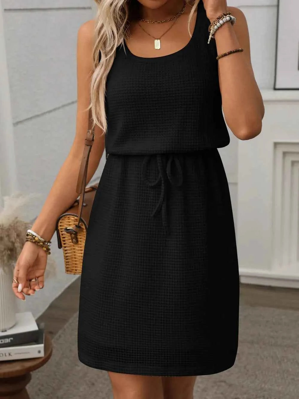 Waffle-Knit Drawstring Mini Tank Dress c96b2c86-832c-4fbb-88ab-4b32103cf79e-Max