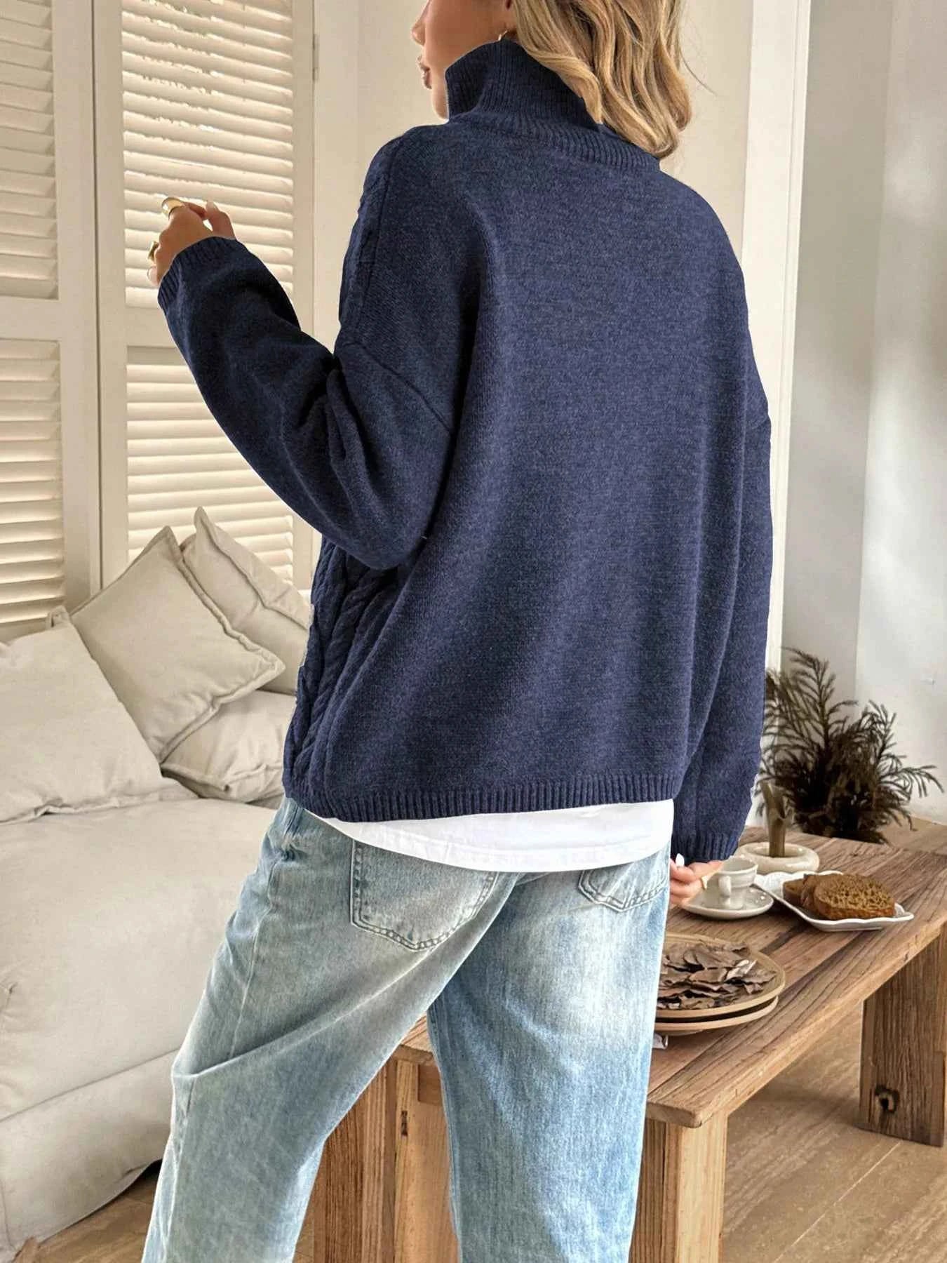 Zip Collar Cable-Knit Sweater c9743b04c35541dba195d87b0e321c93-Max-Origin