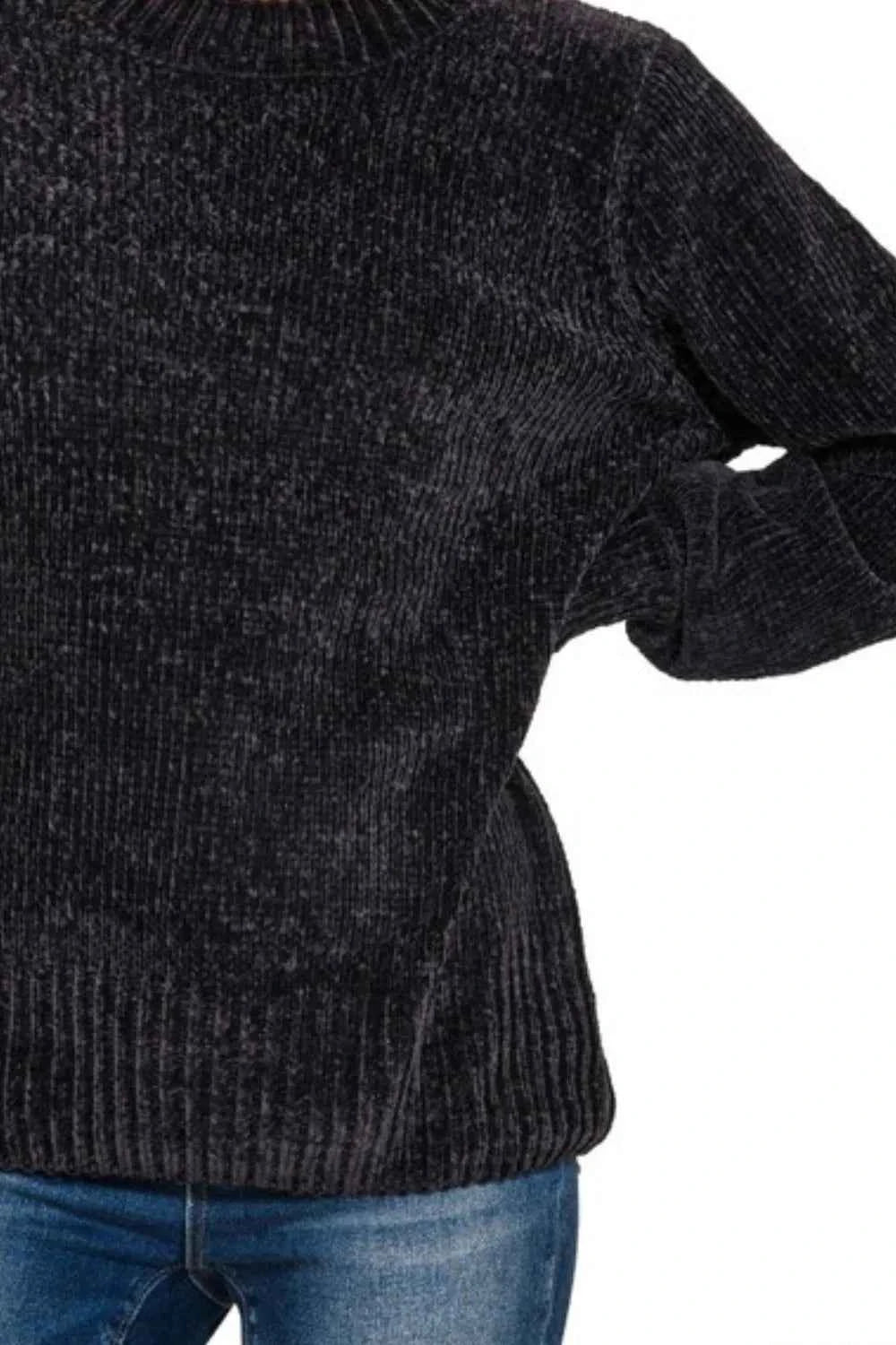 Zenana Round Neck Balloon Sleeve Chenille Sweater c9768e0d-9278-46fe-8d43-f1c29172b299-Max-Origin