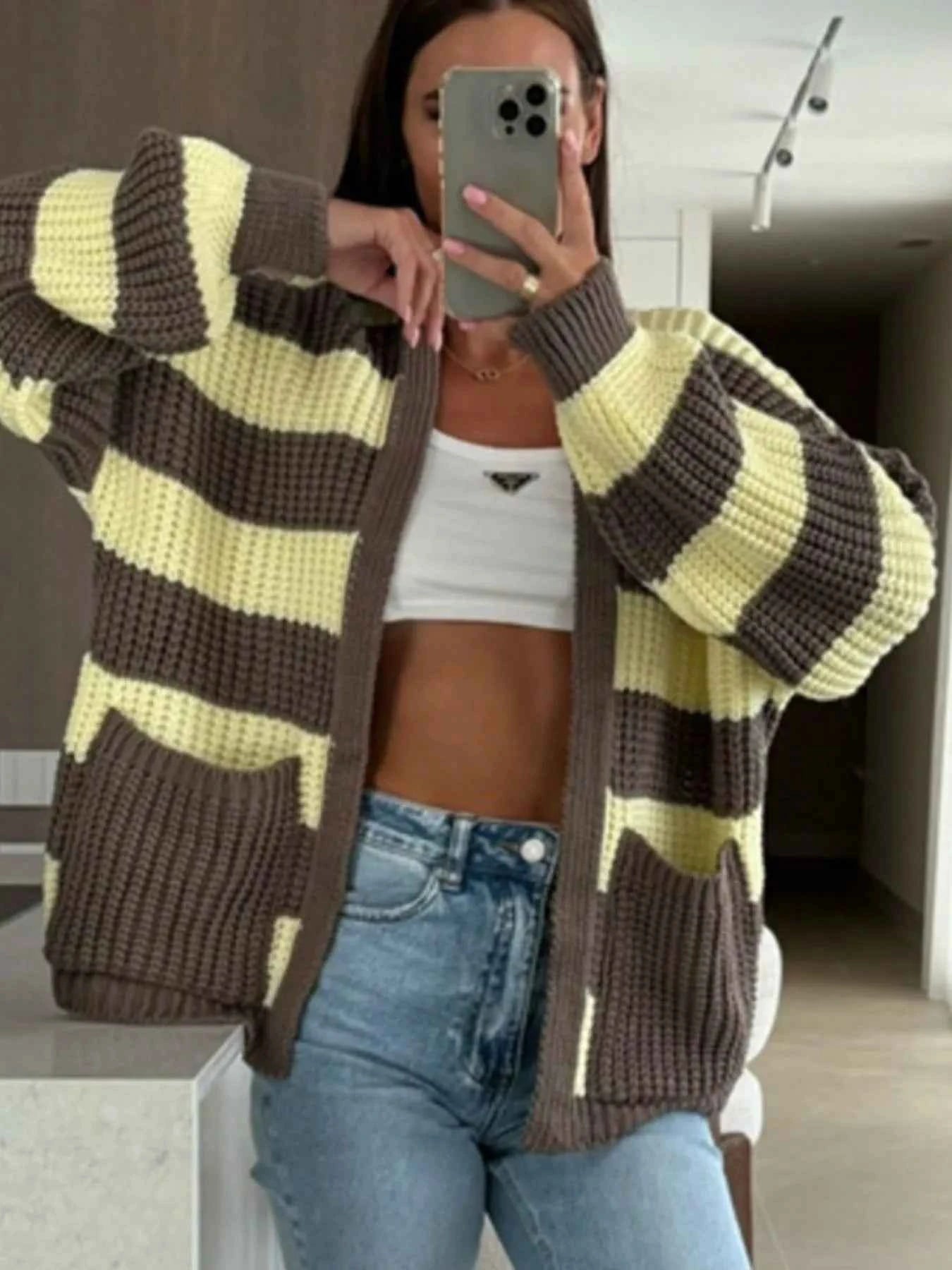 Striped Open Front Long Sleeve Cardigan c977acc2-3d01-4b45-a7f8-ab5947995ba9-Max-Origin