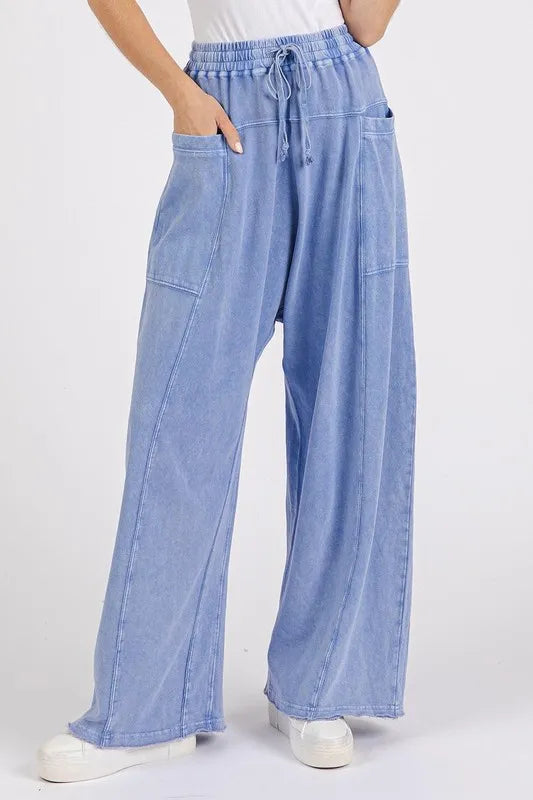Mineral Wash Elastic Waist Baarrel Leg Baggy Pants Peri Blue c97c7cf8-9074-4709-b9a5-3519c465aea4-Max