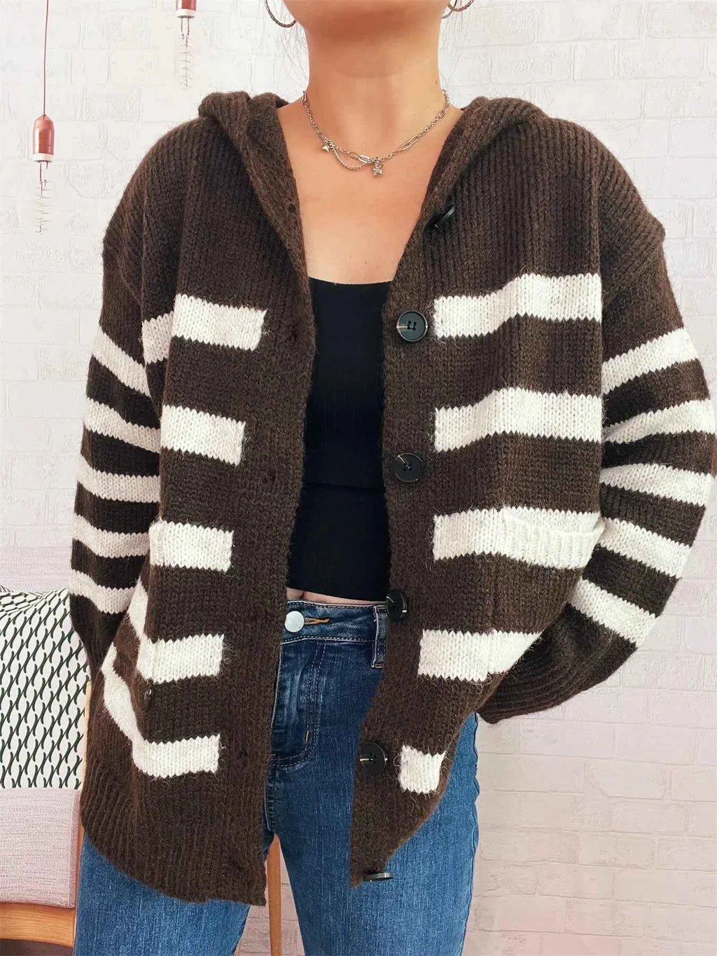Striped Button-Up Hooded Cardigan c9ab929373064a7786faf8dc6473b6cc-Max-Origin