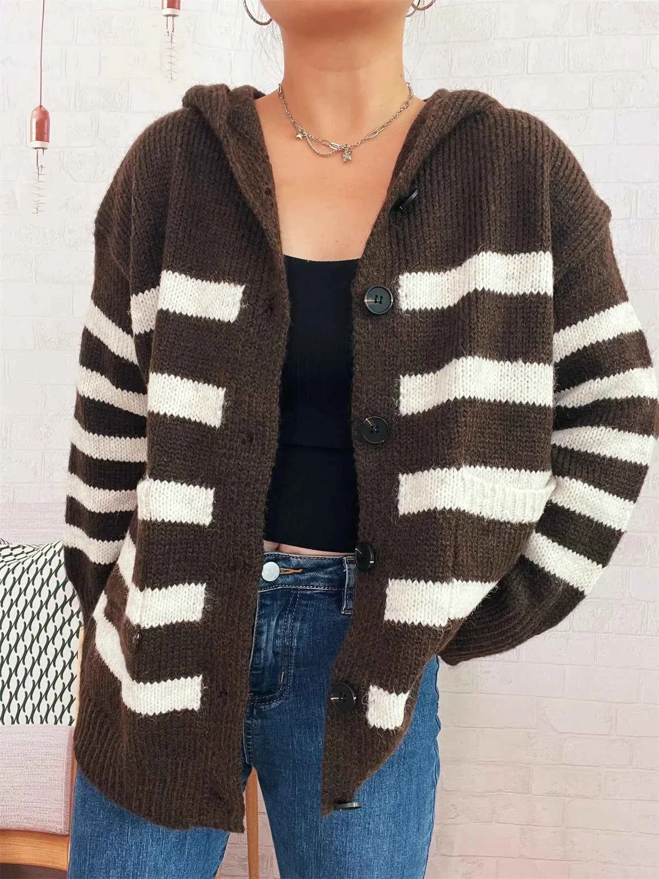 Striped Button-Up Hooded Cardigan c9ab929373064a7786faf8dc6473b6cc-Max-Origin