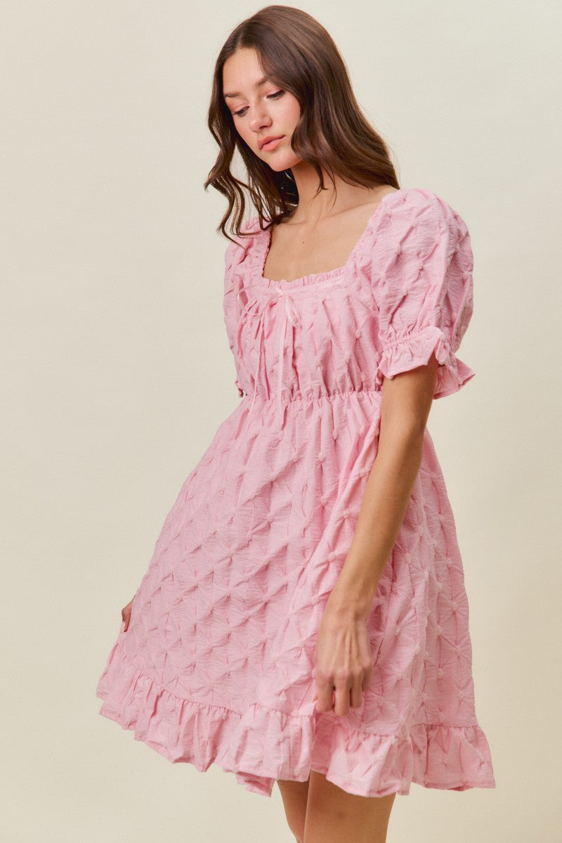 SO ME Texture Woven Ruching On Bust Mini Dress c9af0c3d8c2746a6b4e958f34664461c-Max