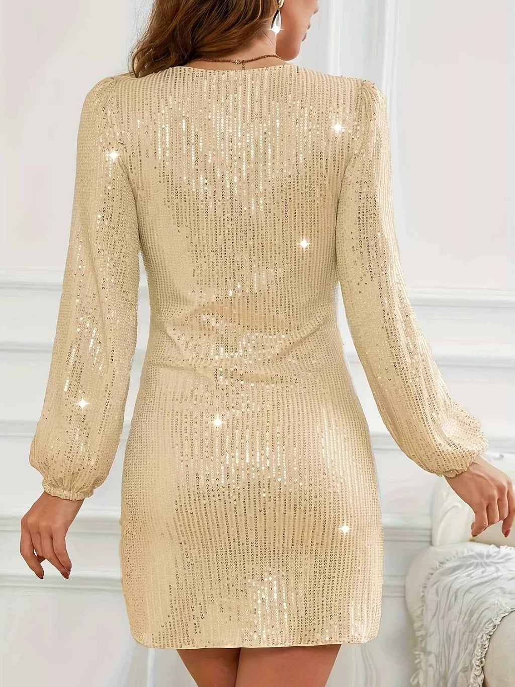 Sequin V-Neck Long Sleeve Dress c9afb8b799d94428b22a81e0580e103c-Max-Origin