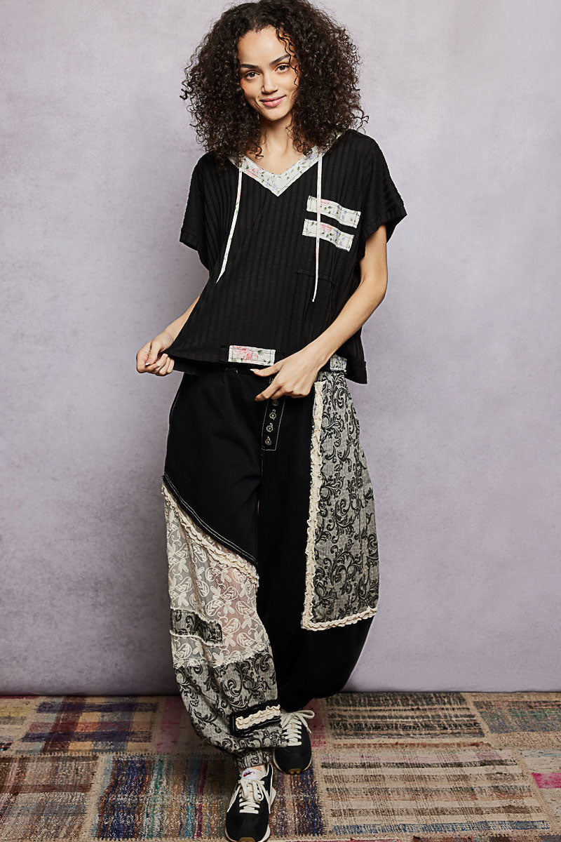 POL Short Sleeve Hooded Top with Back-Open Detail c9bbc712-0696-493c-9714-80403713d70b-Max