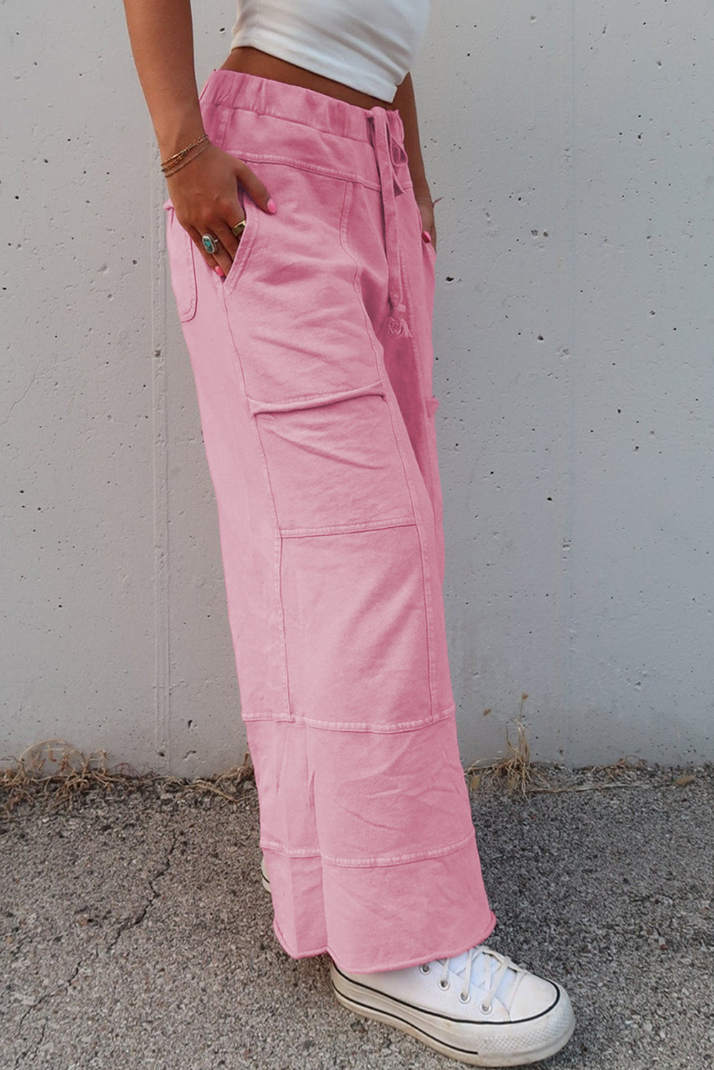 Black Mineral Wash Exposed Seam Wide Leg Cargo Pants c9c264312a97dd94