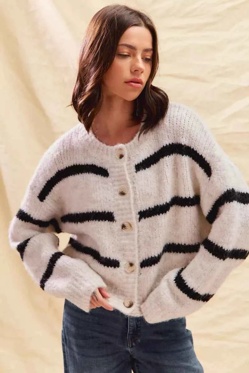 SO ME Stripe Soft Touch Button Cozy Sweater Cardigan c9c69c4799f147208bfe7b1002682337-Max-Origin