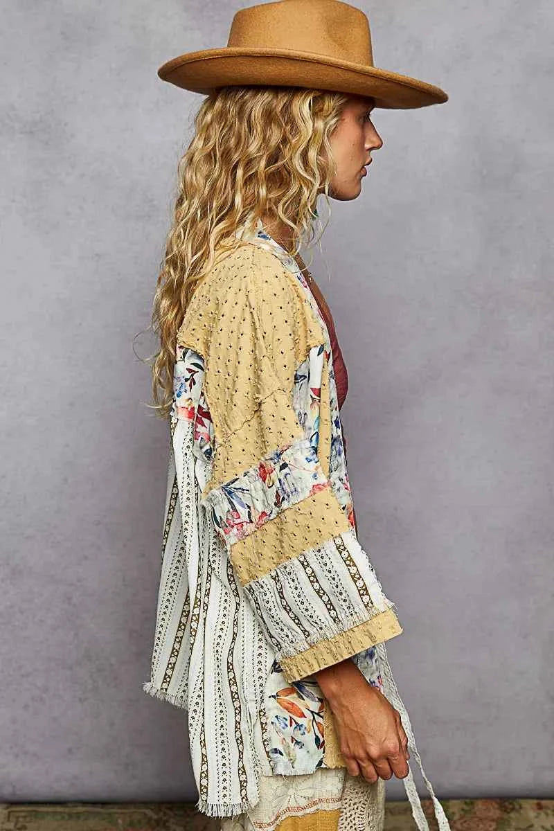 POL Raw Edge Open Front Patchwork Cardigan with Floral Trim c9c6ad74-72ae-4d5c-a5f0-e7f33337dadc-Max-Origin