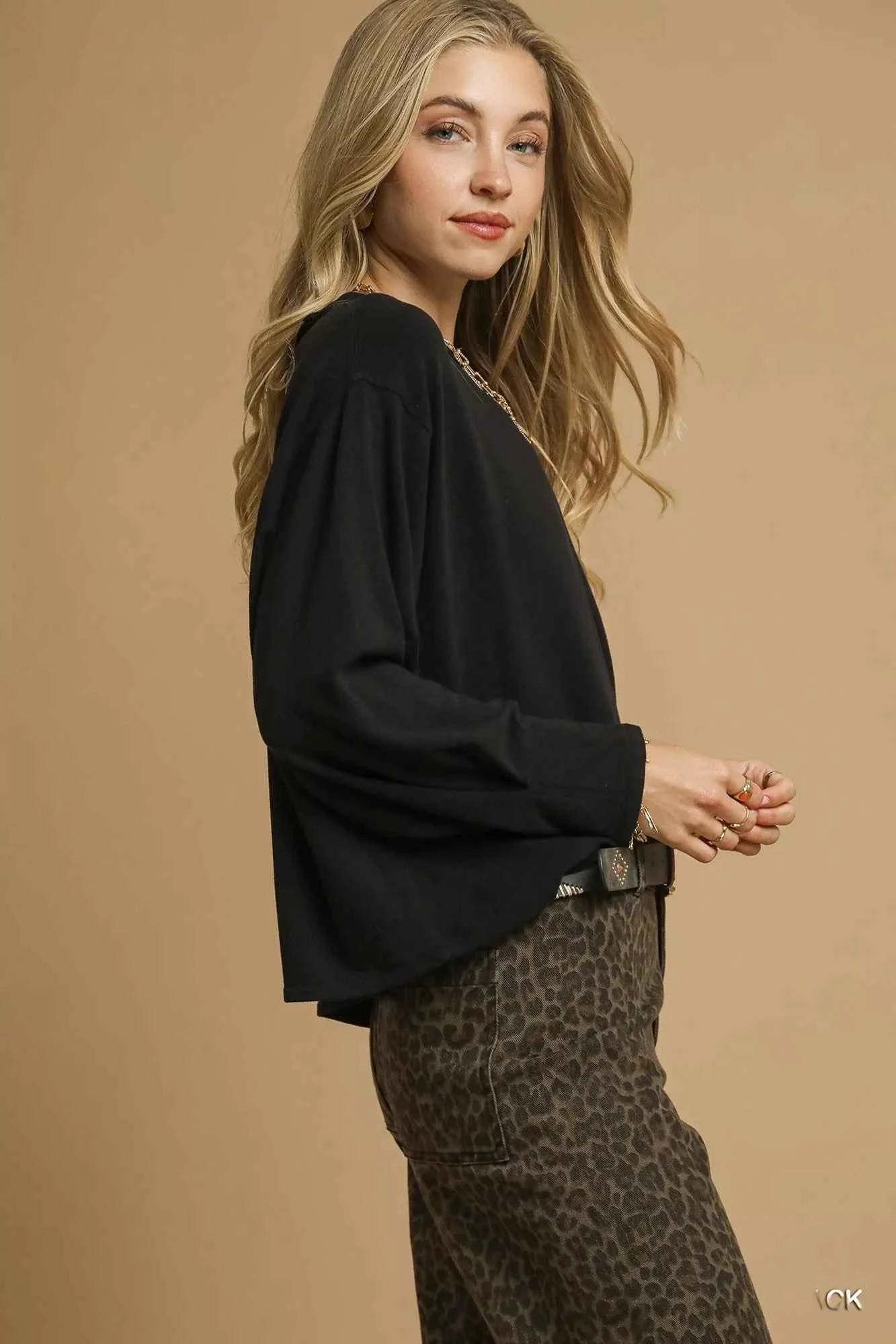 Umgee Brushed Fleeve Crewneck Top c9c90538-dafd-49a6-a631-10e5bfaa2f59-Max-Origin
