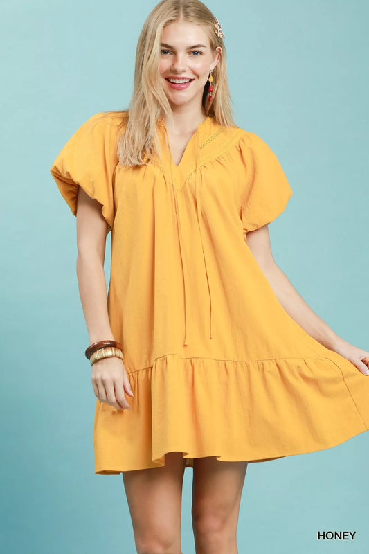 Flutter Sleeve Tassel Tie Ruffle Hem Mini Dress HONEY c9cb105f-c9ac-4fae-abef-3b455a1a4e45-Max-Origin