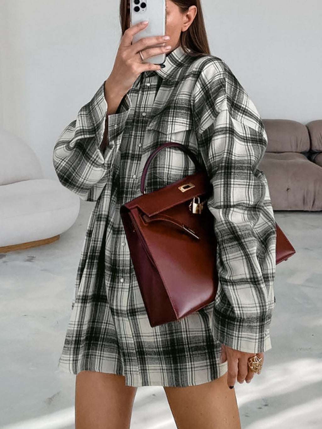 Button Up Long Sleeve Shirt Plaid c9cf38de-7f25-418f-8345-eef32175bff8-Max