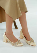 Abatina Satin Diamante Embellished Pumps Beige c9cf9527-5724-4c6c-b251-80aeaacd6d95