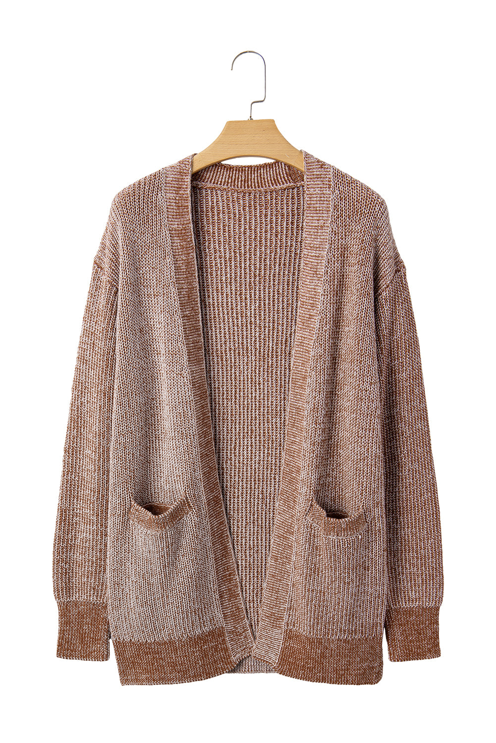 Straw Yellow Open Front Pocket Knit Cardigan c9da47b96af20869