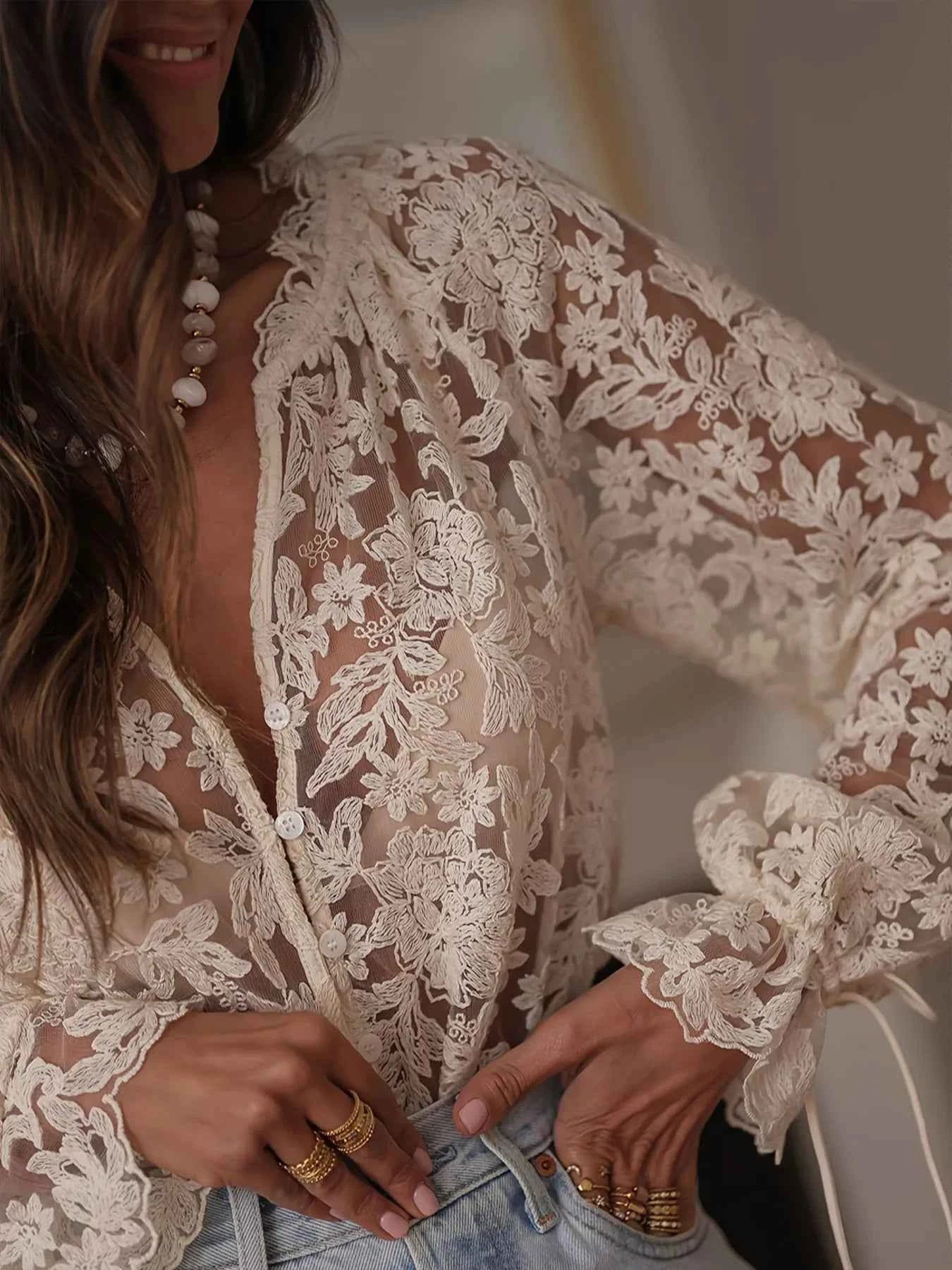 Lace Button Up Long Sleeve Shirt c9def5e2cfe243398221ace4861c96c2-Max-Origin