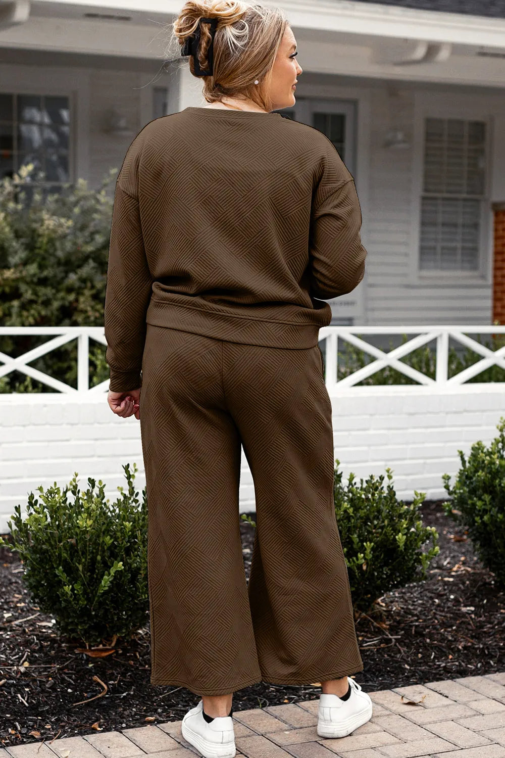 Double Take Full Size Textured Long Sleeve Top and Drawstring Pants Set c9e78b6520364167bb411268e1c35186-Max
