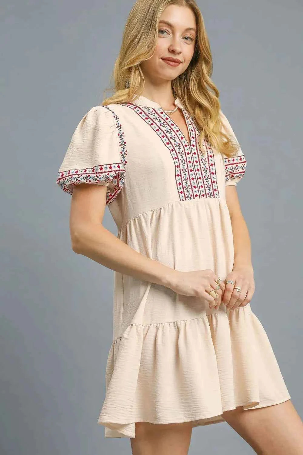 Floral Trim Puff Sleeve Mini Dress c9f2293f-3c62-4630-91ed-e82a2fc534f5-Max-Origin