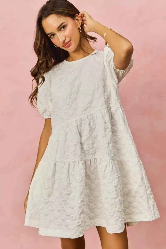 Floral Jacquard Diagnol Tiered Short Mini Dress c9f4818bdf1148fca08b0a8a7dff3b25-Max-Origin
