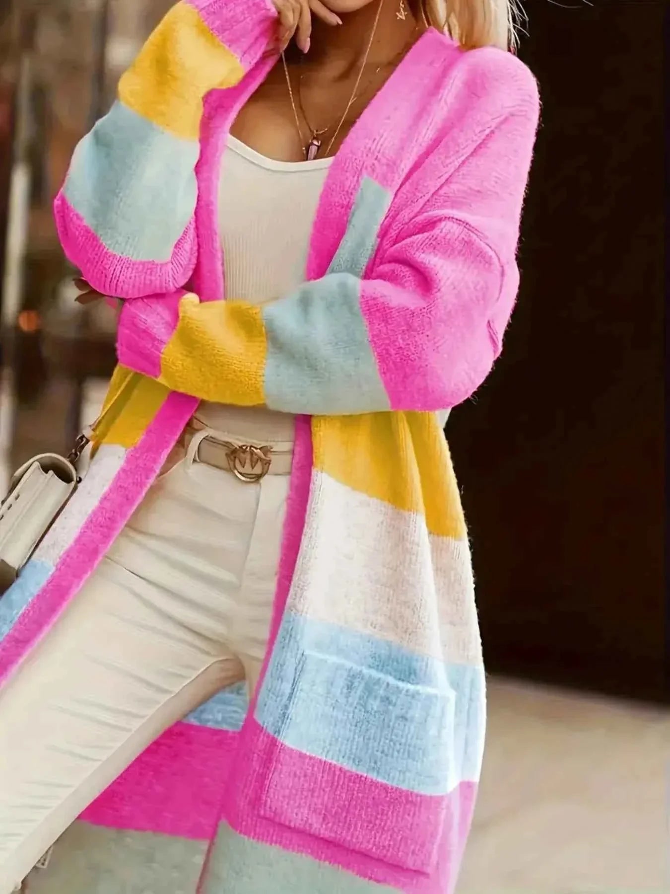 Color Block Open Front Cardigan c9f5652c-c5f5-4f4b-9180-a8d220362f70-Max-Origin