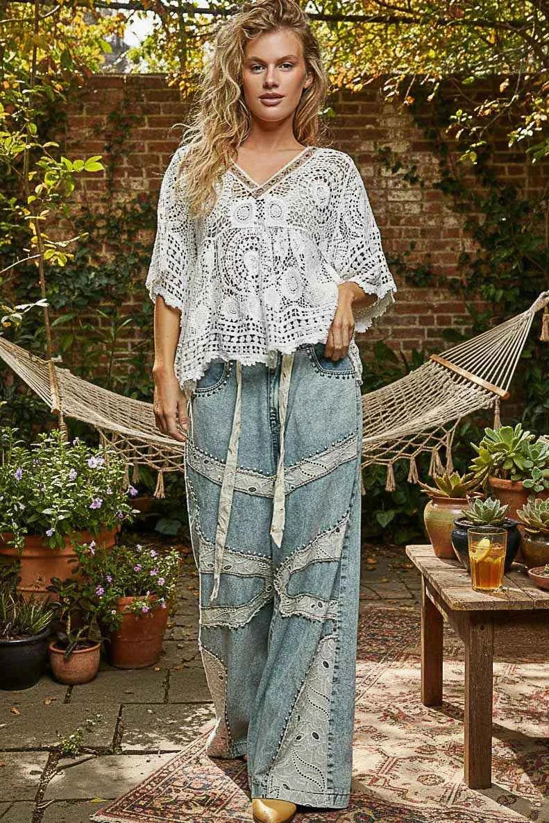 V-Neck Crochet Top with Scalloped Hem c9fcb190-993b-47f6-beab-f71786494187-Max-Origin