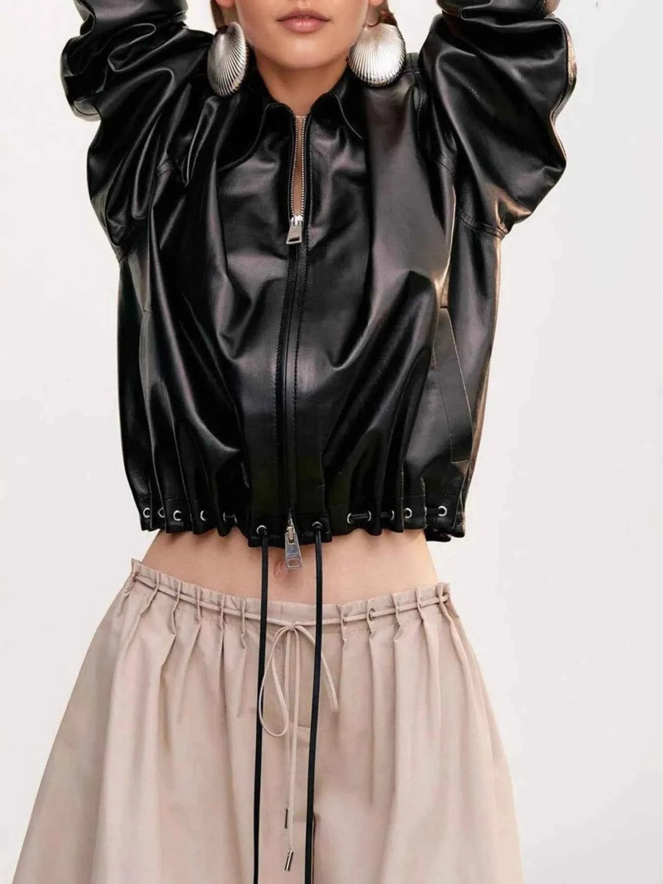 Drawstring Hem Zip Up Jacket ca18ed0b52b34ed99ed1d72407fa0d30-Max-Origin