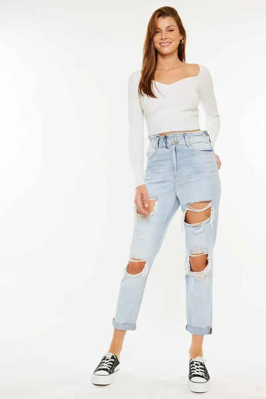 Kancan Open Pack Paperbag Mom Jeans ca25caba9ce746b09af35f26e6048ff8-Max-Origin