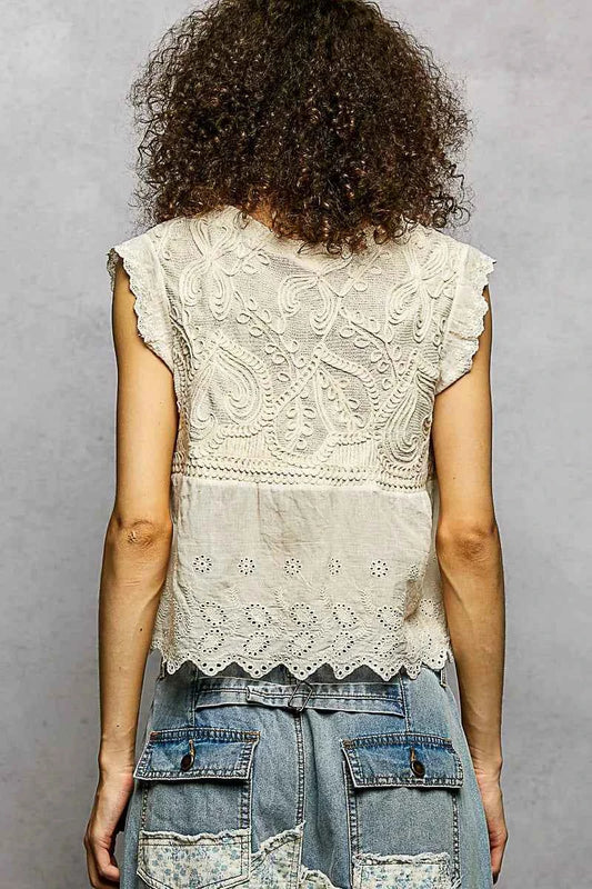 Round Neck Sleeveless Crochet Flowy Fit Top ca2c2d60-8642-4d8e-9442-cf892783ddf6-Max-Origin