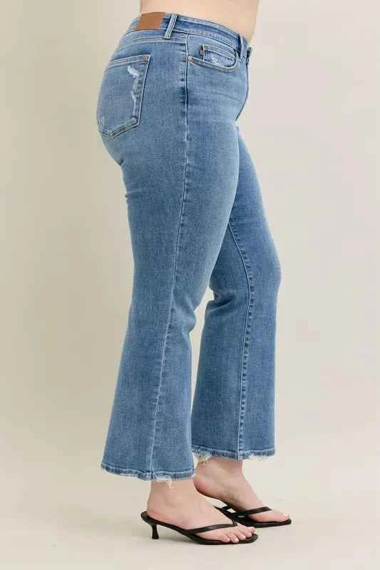 Judy Blue Full Size Mid Rise Wash Destroy Hem Bootcut Jeans Plus Size ca3467fb-7aff-464a-b304-eec4de8248d8-Max-Origin