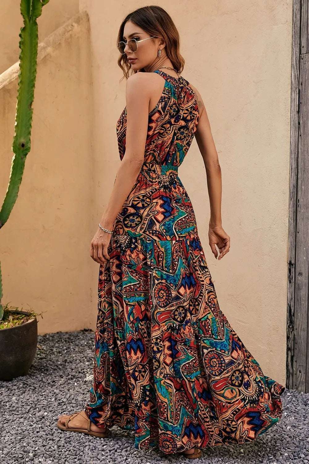 Tied Floral Sleeveless Dress ca34ae11-18fb-46fb-aeab-745e46780855-Max