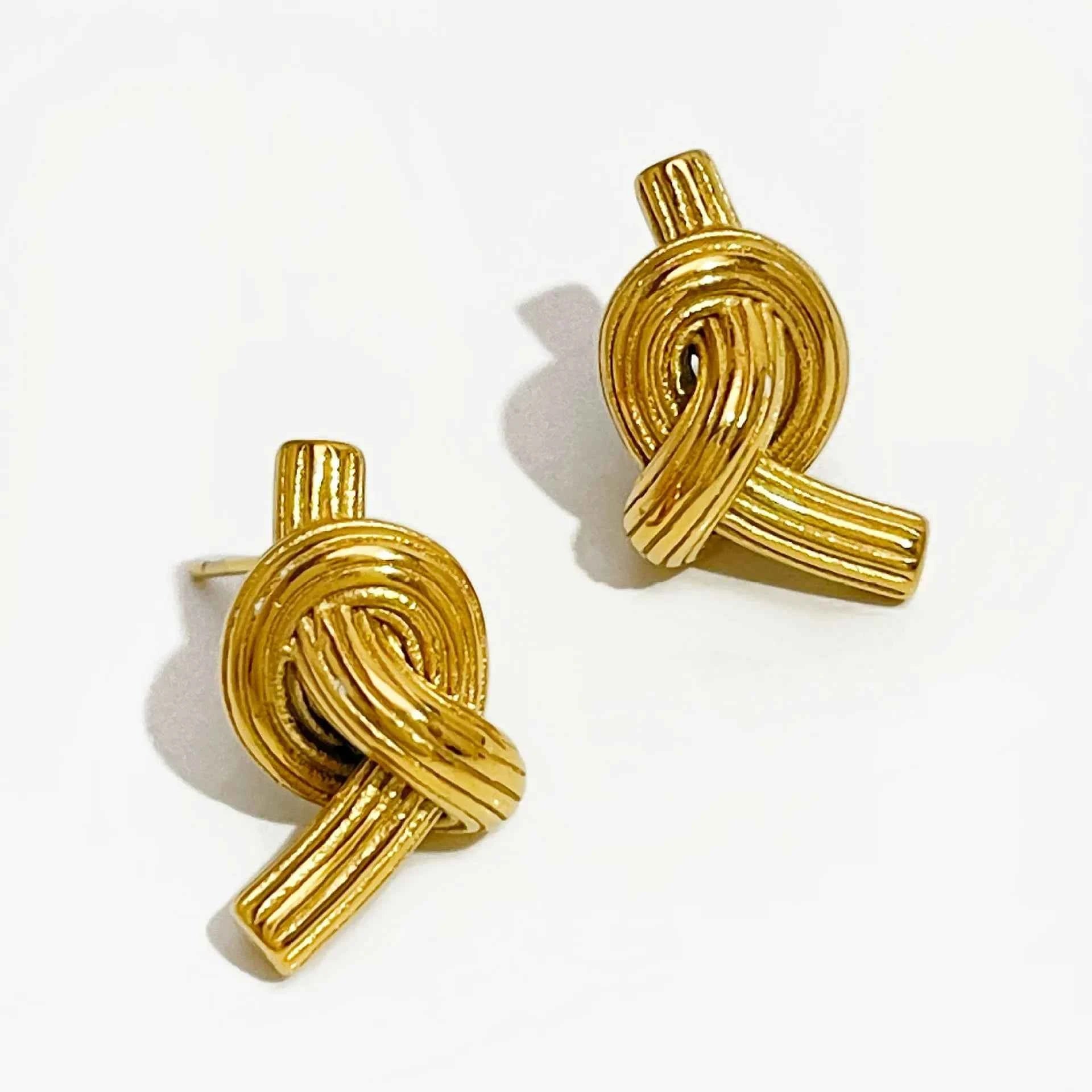 18K Gold-Plated Twisted Knot Stud Earrings ca54576a-e023-4a6f-aa11-4b16c0f7d598-Max-Origin